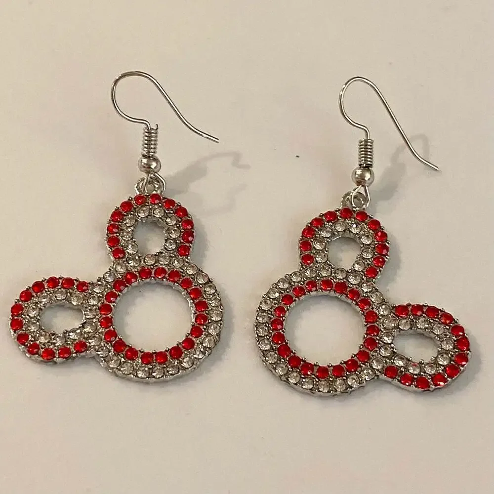 Mickey Mouse Crystal Silver Drop Earrings